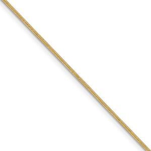 1.1mm, 14k Yellow Gold, Round Solid Snake Chain Bracelet, 8 Inch